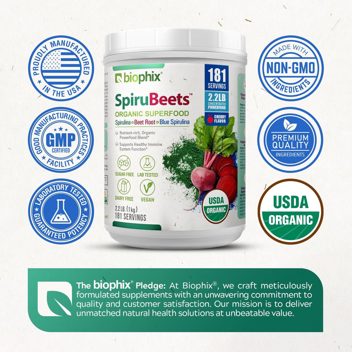 Biophix SpiruBeets 2.2 lb – Spirulina Beet Root Protein-Rich Superfood