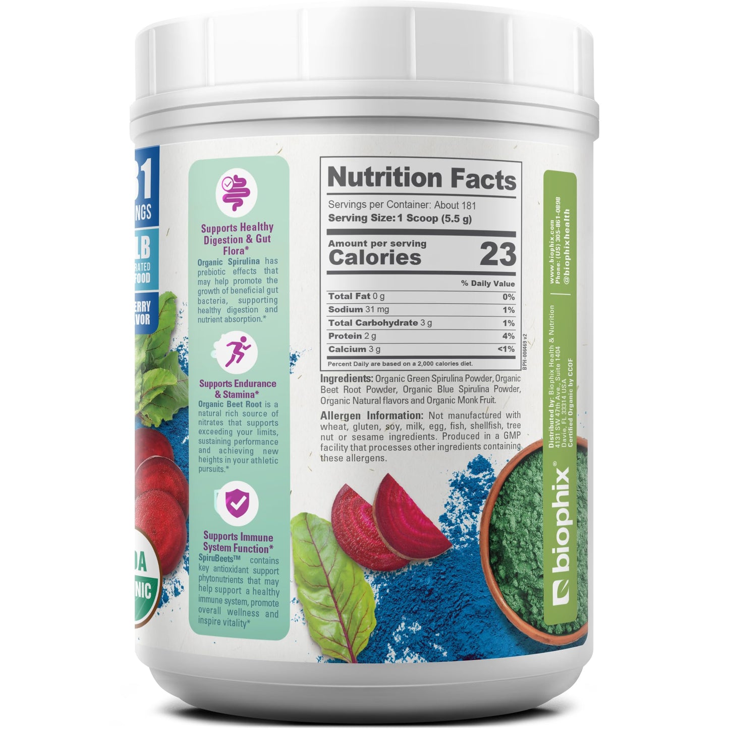 Biophix SpiruBeets 2.2 lb – Spirulina Beet Root Protein-Rich Superfood