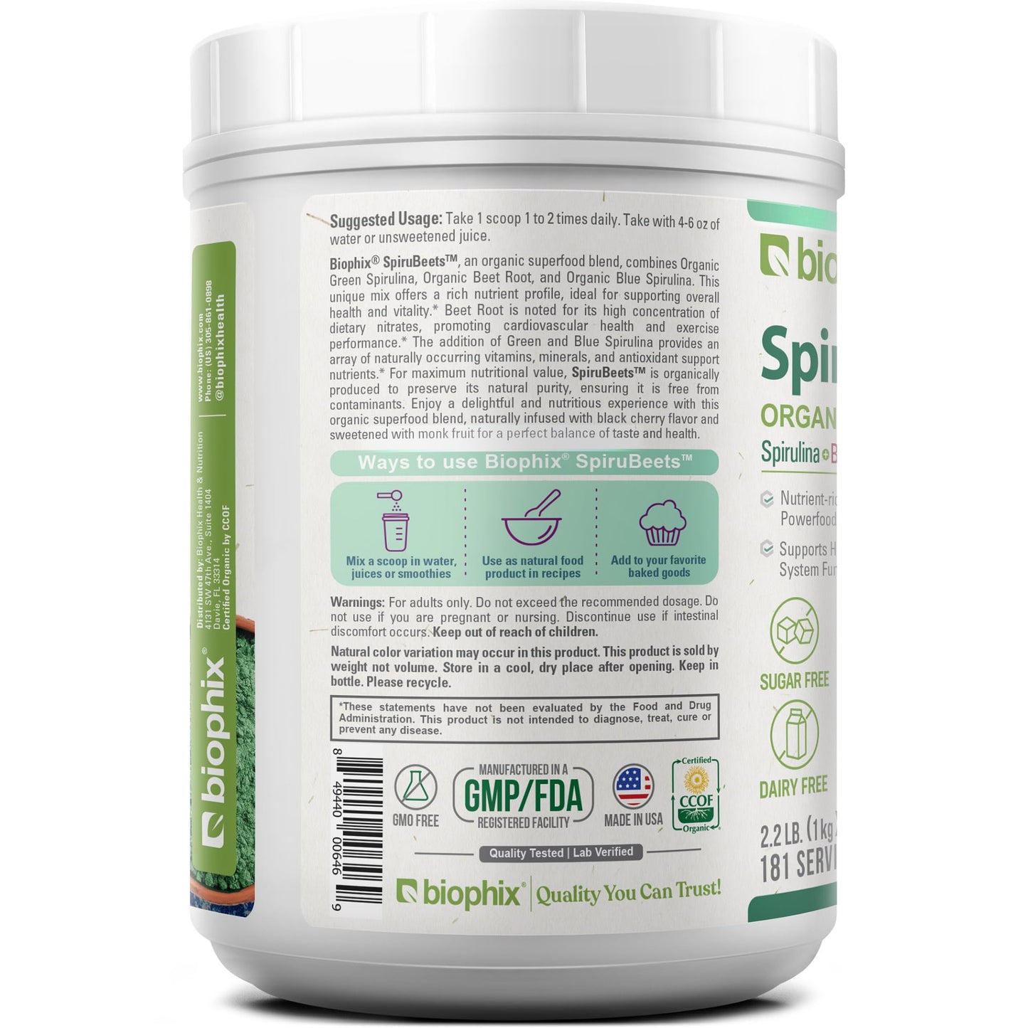 Biophix SpiruBeets 2.2 lb – Spirulina Beet Root Protein-Rich Superfood
