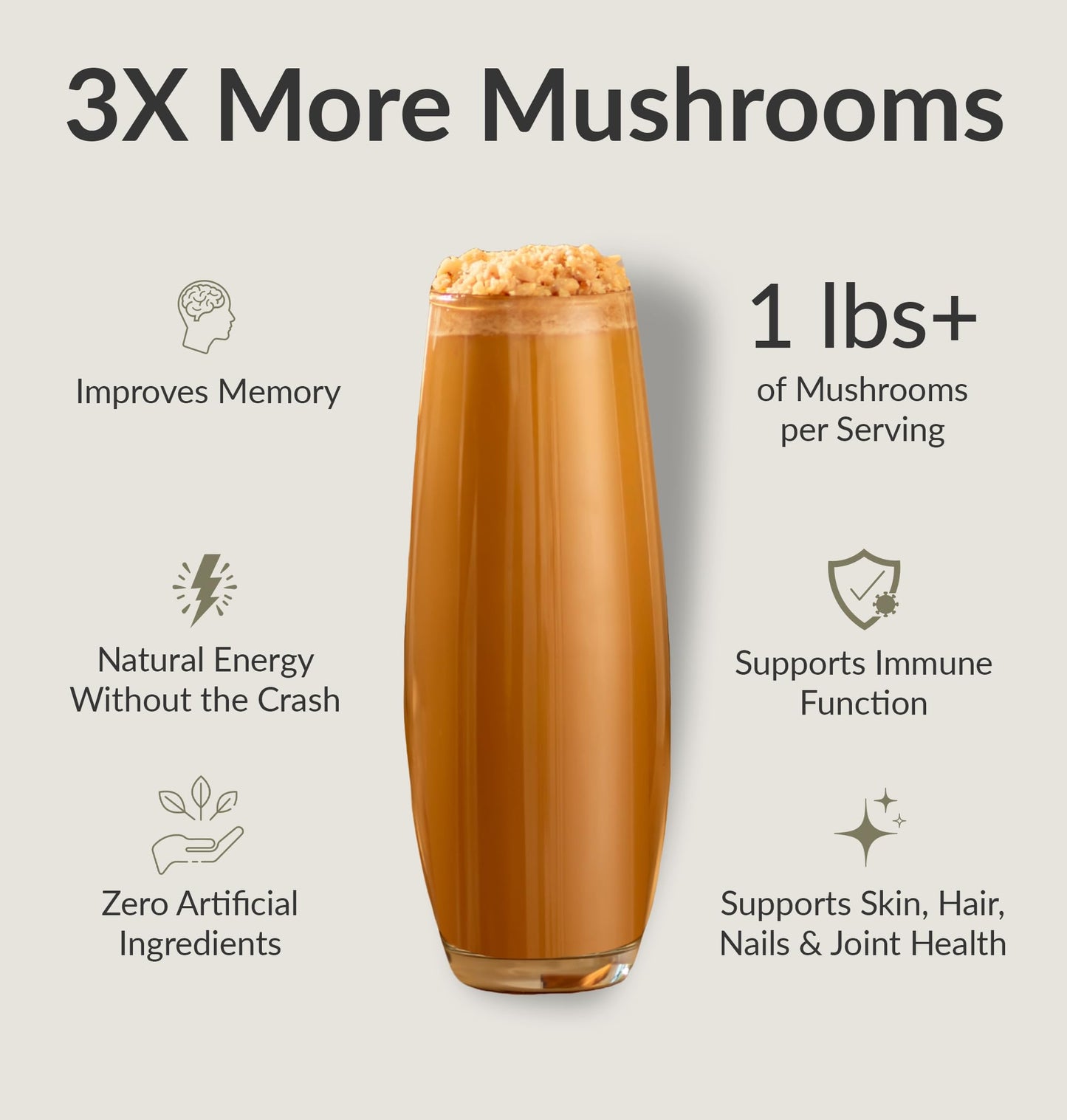 BIOptimizers Mushroom Coffee Alternative – Salted Caramel with Lion’s Mane, Chaga & Reishi + Collagen & MCT – 30 Servings