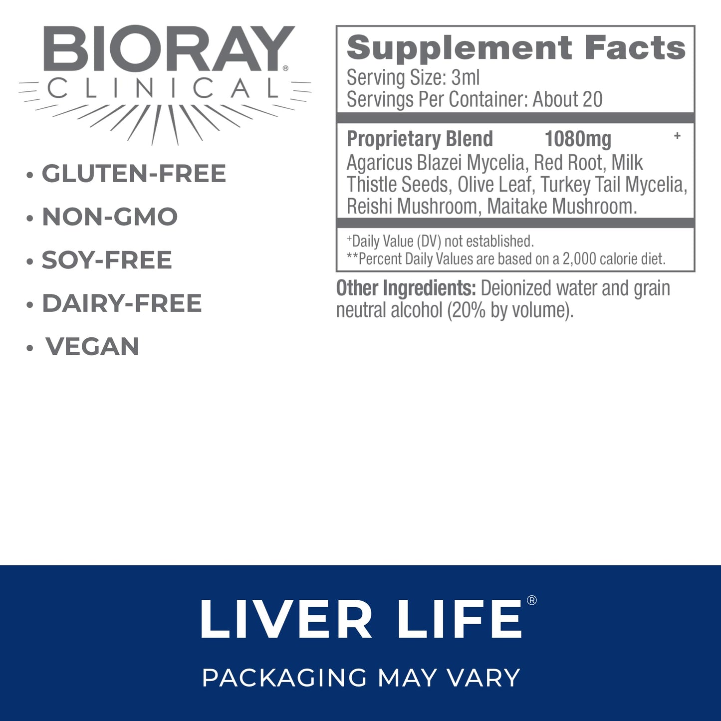 BIORAY Clinical Liver Life 2 oz | Liver Support Tincture | Non-GMO, Vegetarian, Gluten Free