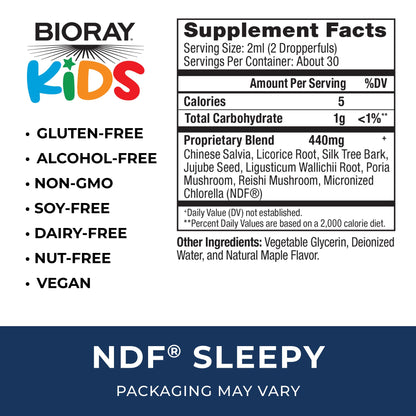 BIORAY Kids NDF Maple - 2 fl oz - Through The Night - Non-GMO, Vegan, Gluten Free - 1-2 Month Supply