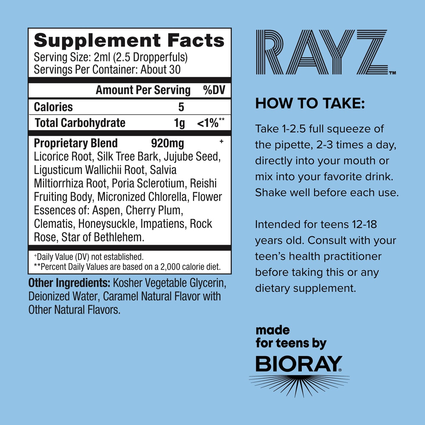BIORAY RAYZ Dream Machine Caramel Flavor 2 fl oz – Sleep & Relaxation Support for Teens 12-18