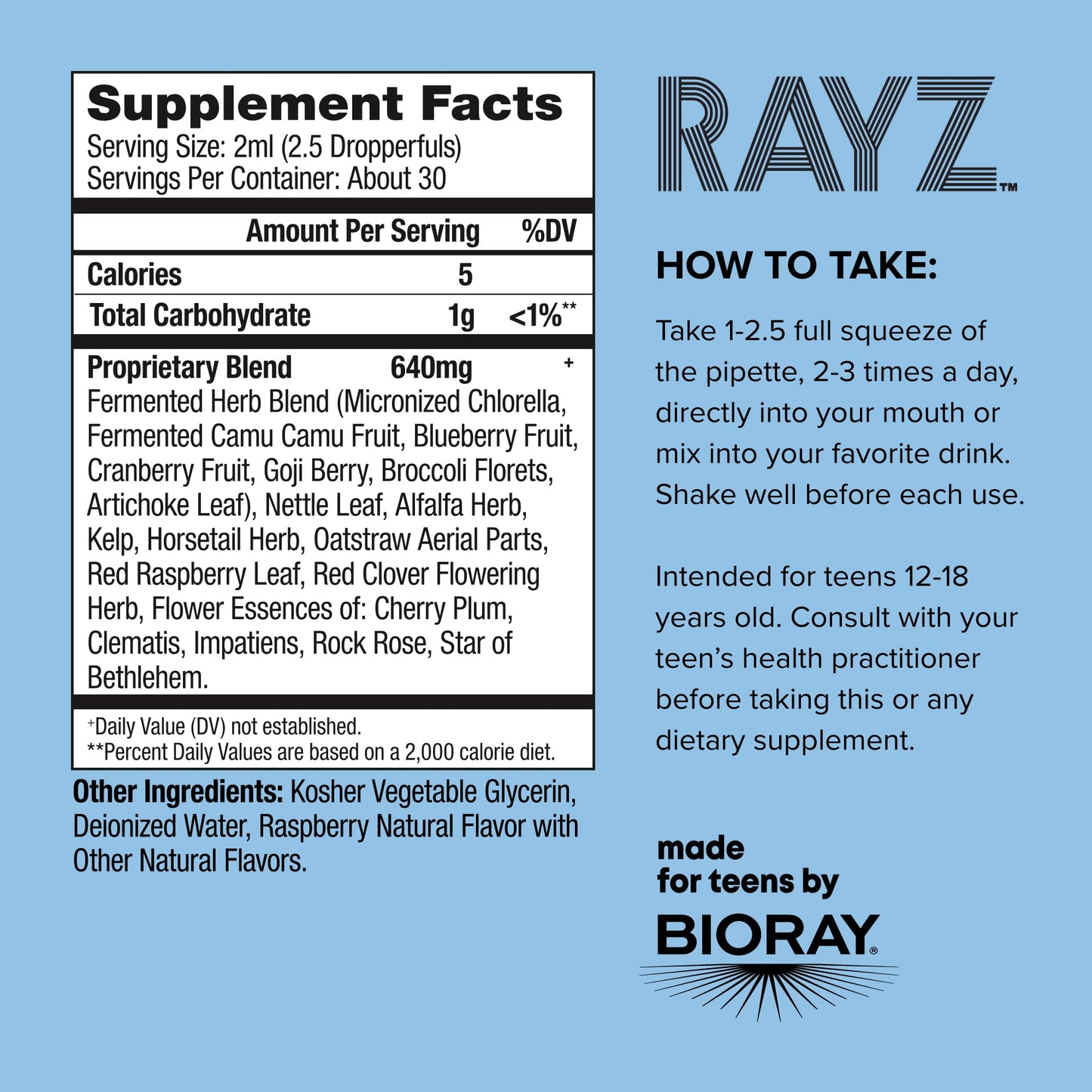 BIORAY RAYZ All Systems Glow Raspberry - 2 fl oz for Teens 12-18