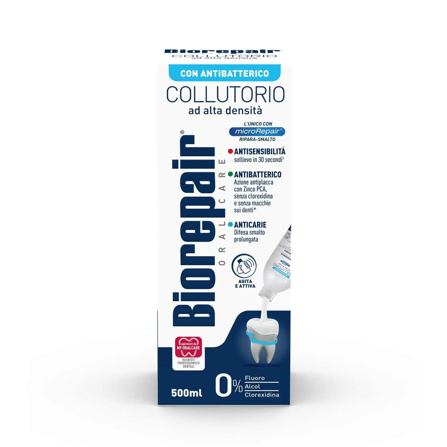 Biorepair Collutorio Mouthwash - Antibacterial, 500ml (Italian Import)