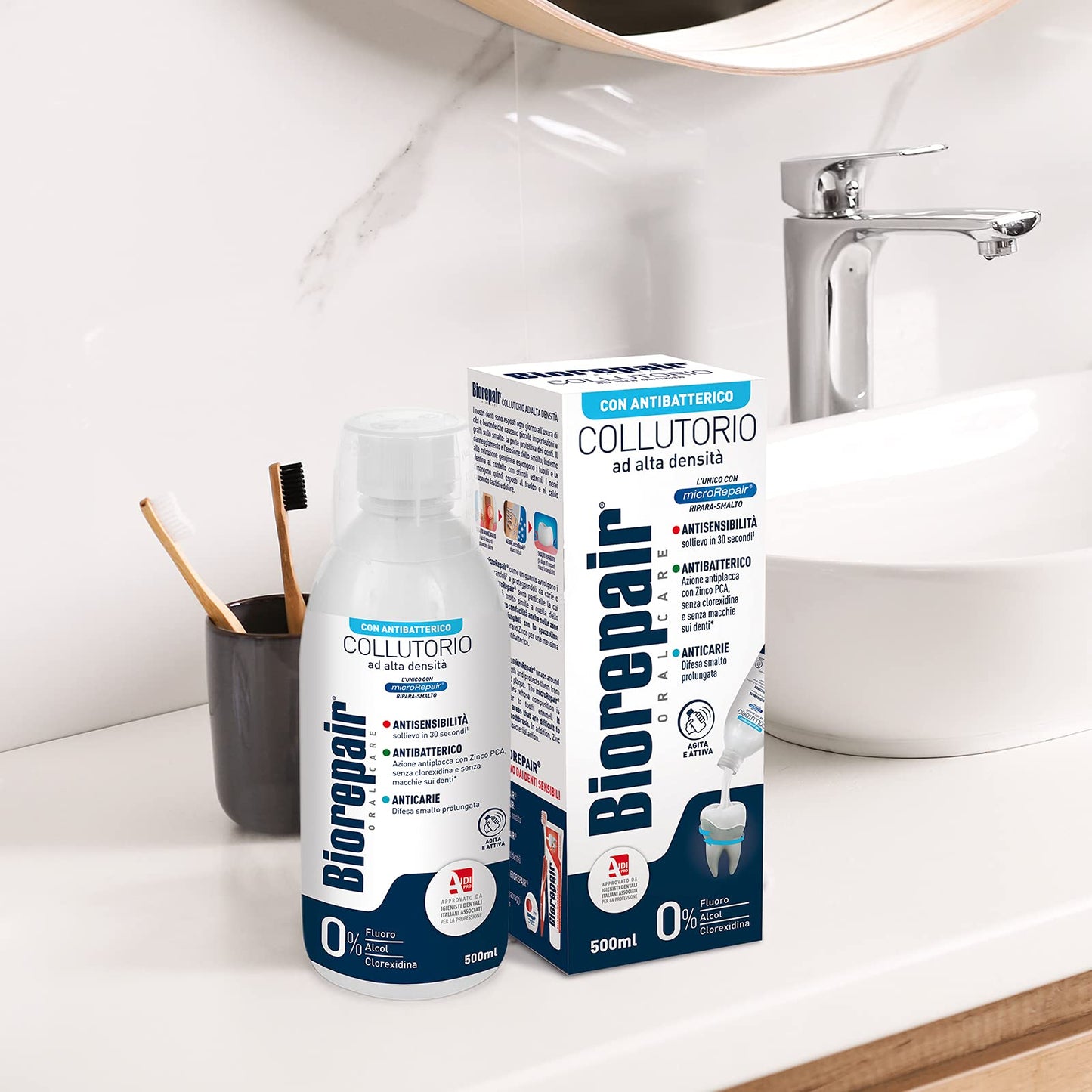 Biorepair Collutorio Mouthwash - Antibacterial, 500ml (Italian Import)