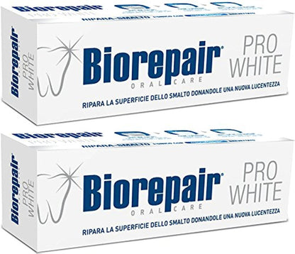 Biorepair Pro White Whitening Toothpaste with microRepair – 2x75ml (Italian Import)