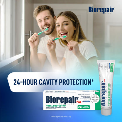 Biorepair Total Protection Plus Toothpaste w/microRepair Hydroxyapatite – No Fluoride – Remineralize & Repair Enamel – 2.54oz