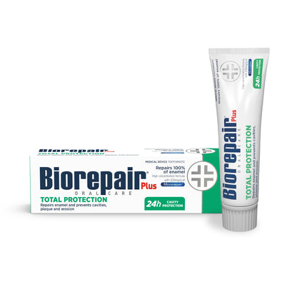 Biorepair Total Protection Plus Toothpaste w/microRepair Hydroxyapatite – No Fluoride – Remineralize & Repair Enamel – 2.54oz