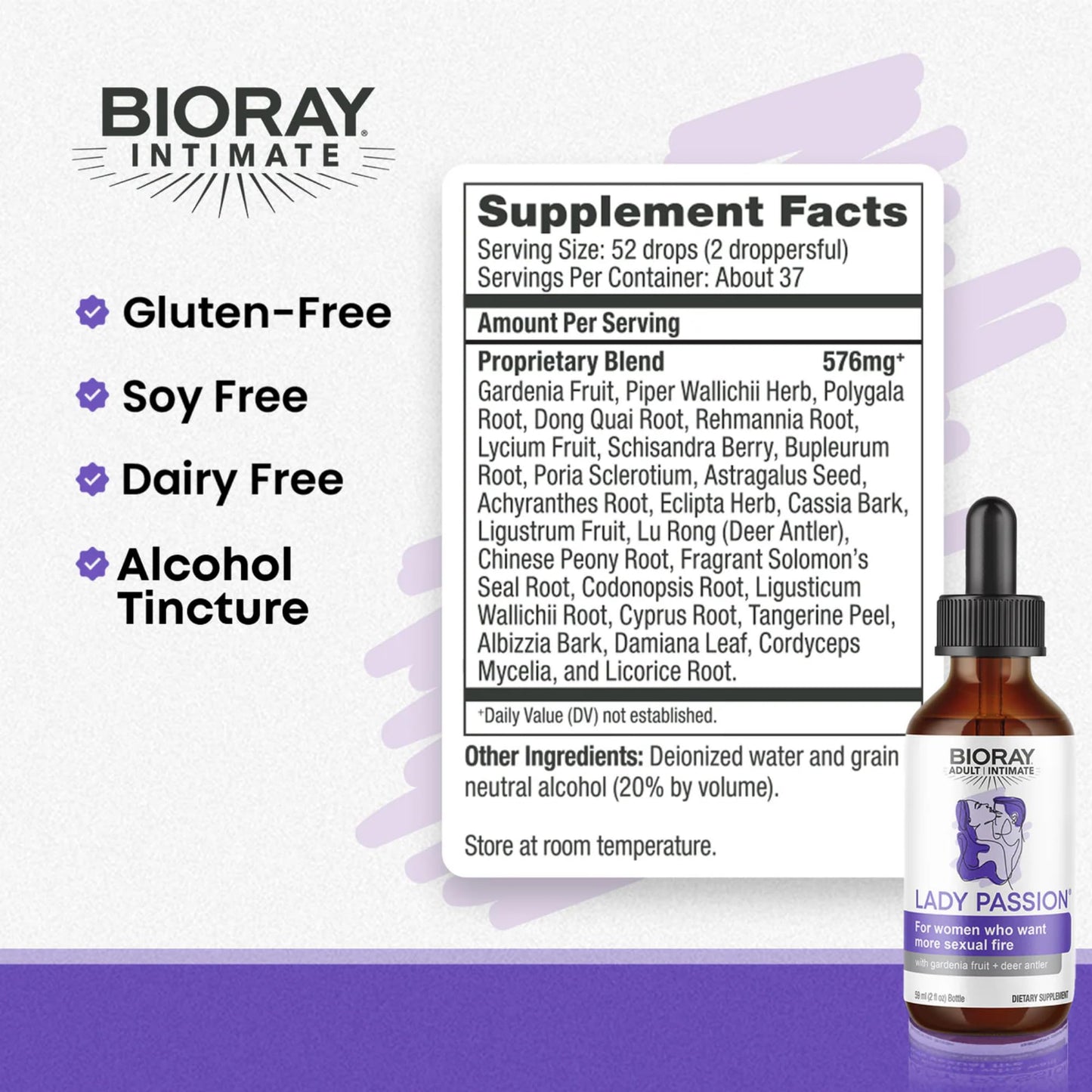 BIORAY Intimate Lady Passion - 2 fl oz | Female Energizing Tonic | Non-GMO, Gluten Free