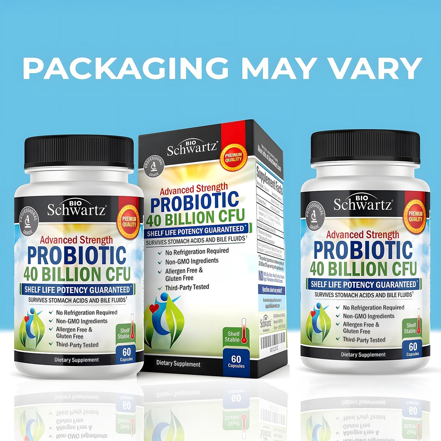 BioSchwartz Daily Probiotic - 40 Billion CFU for Gut Health with Astragalus - Shelf-Stable 60 Count
