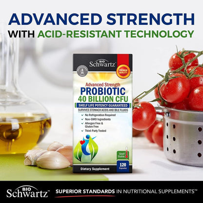 BioSchwartz Daily Probiotic – 40B CFU for Gut Health, 120 Count
