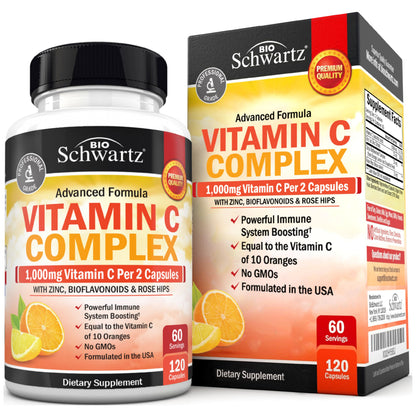 BioSchwartz Vitamin C Complex 1000mg with Rose Hips & Citrus Bioflavonoids | 120 Count