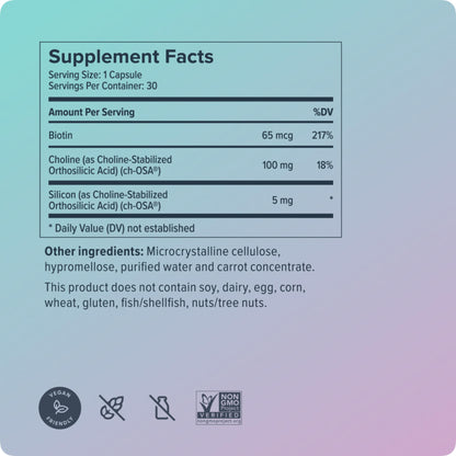 Biosil Advanced Hair + Nail Care – Growth Vitamins for Women | Patented ch-OSA | 15-Day Supply