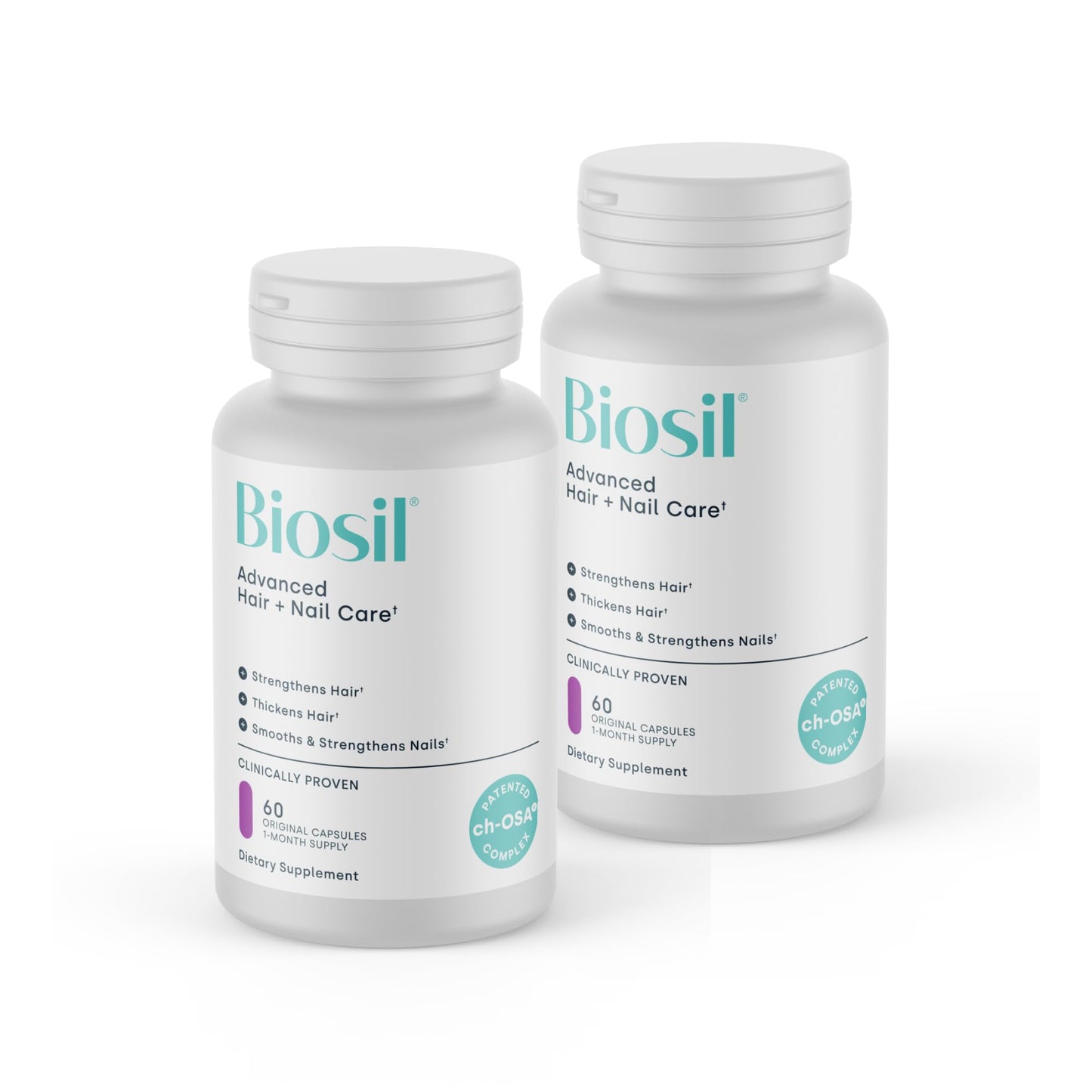 Biosil Advanced Hair + Nail Care – 60 Capsules, Pack of 2 | ch-OSA + Biotin