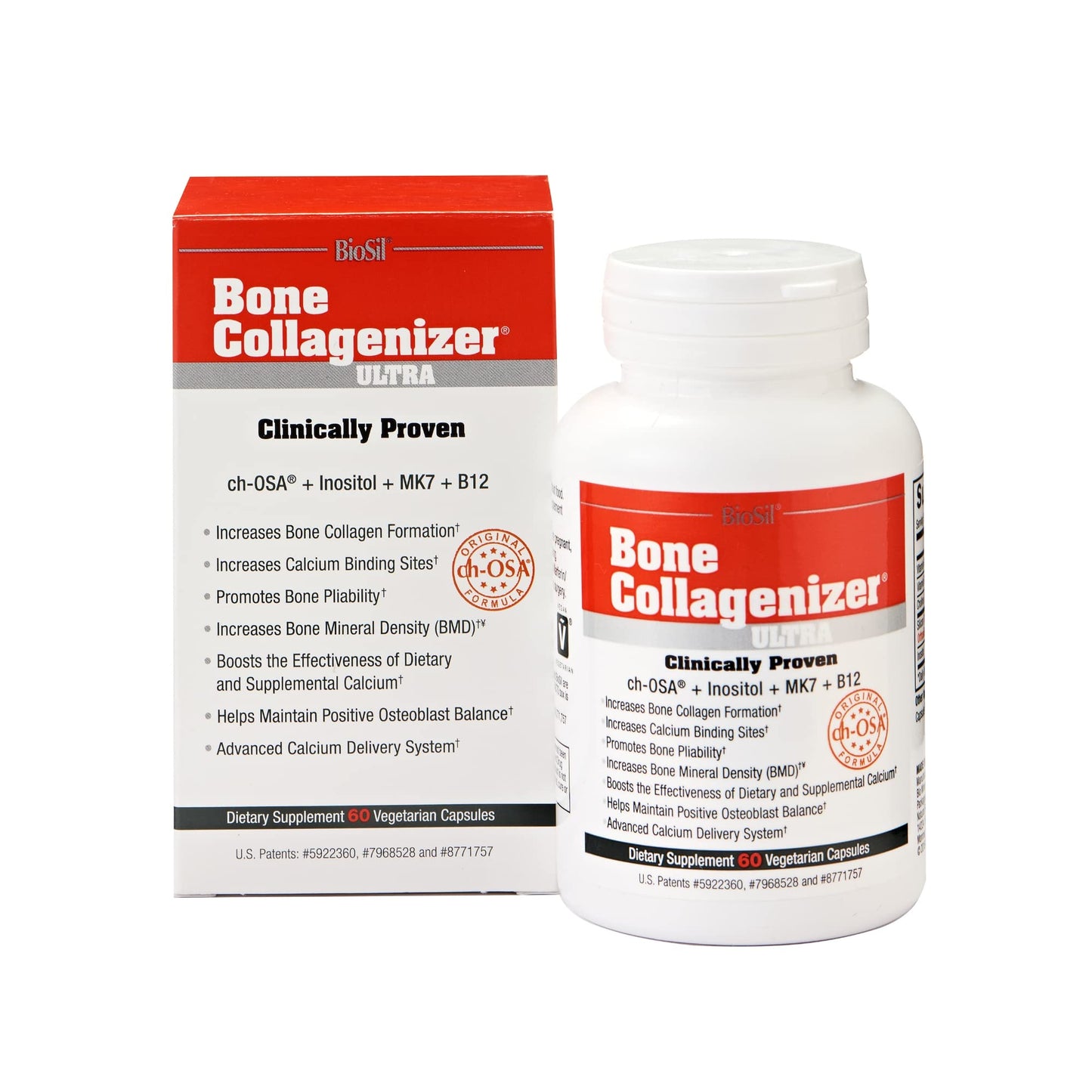 Biosil Bone Collagenizer Ultra – 60 Veggie Capsules | ch-OSA, MK7, B12, GMO Free