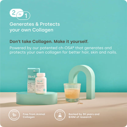 Biosil Collagen Booster Supplement - 30 Original Capsules - Patented ch-OSA Activator for Skin, Hair, Nails & Joints - Supports Natural Production - 15-Day Supply