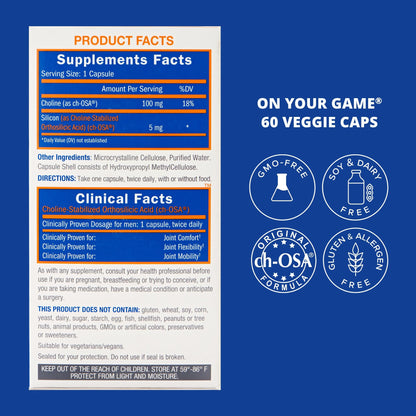 Biosil On Your Game - 60 Veggie Capsules | Patented ch-OSA for Joint Support