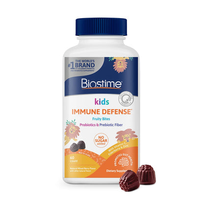 Biostime Kids Immune Support Gummies (Ages 4+) | D3, C, Zinc & Probiotics | No Added Sugar | 60 Count