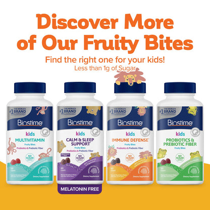 Biostime Kids Immune Support Gummies (Ages 4+) | D3, C, Zinc & Probiotics | No Added Sugar | 60 Count