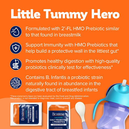 Biostime Baby Probiotic for Kids with HMO & Prebiotic Fiber – Immune Support & Digestion – 28 Powder Packets