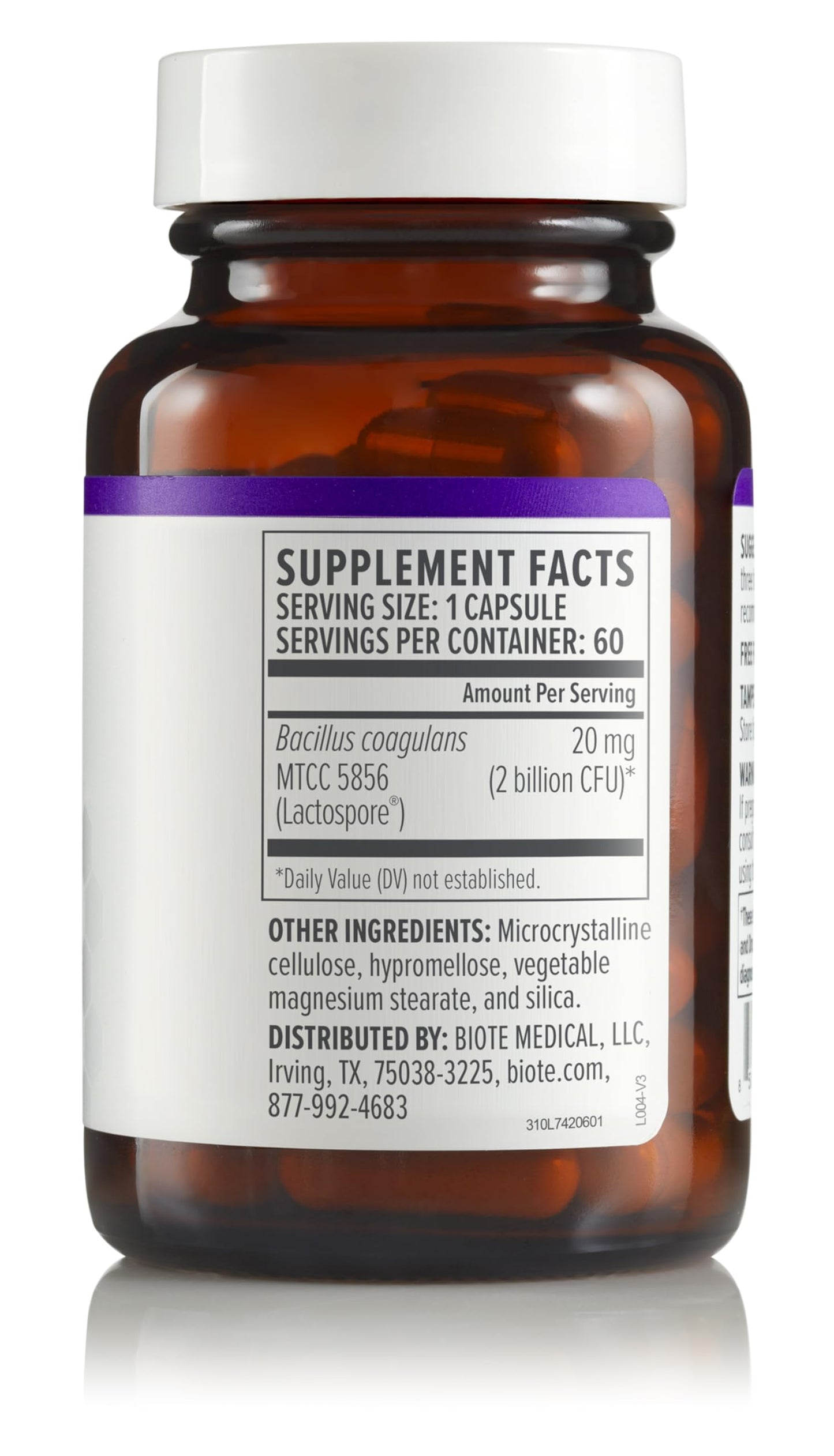 Biote Nutraceuticals Bacillus Coagulans – Gut & Digestive Health (60 Capsules)