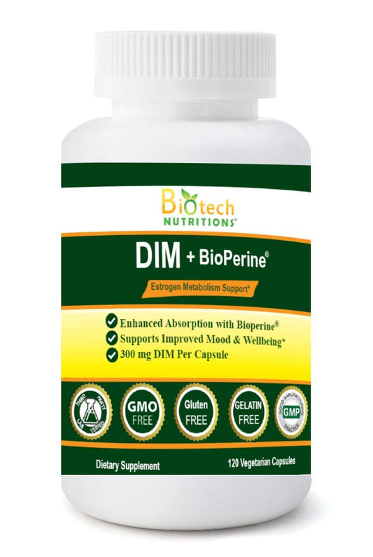 Biotech Nutrition DIM 300 mg Supplement - 120 Veg Capsules - Made in USA BritishVita | Premium UK Vitamins & Wellness Supplements