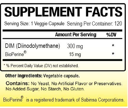 Biotech Nutrition DIM 300 mg Supplement - 120 Veg Capsules - Made in USA