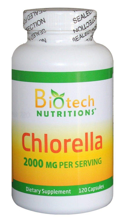 Biotech Nutritions Chlorella 2000mg Vegetable Capsules, 120 Count | Made in USA