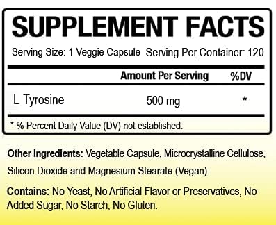 Biotech Nutritions L-Tyrosine 500 mg – 120 Veggie Capsules | Made in USA, Non-GMO, Gelatin Free