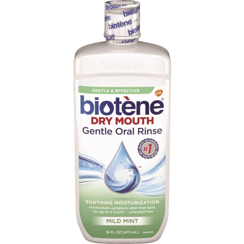 Biotène Moisturizing Oral Rinse Mild Mint 16 fl oz (Pack of 2) | Dry Mouth Relief