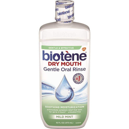Biotène Moisturizing Oral Rinse Mild Mint 16 fl oz (Pack of 2) | Dry Mouth Relief