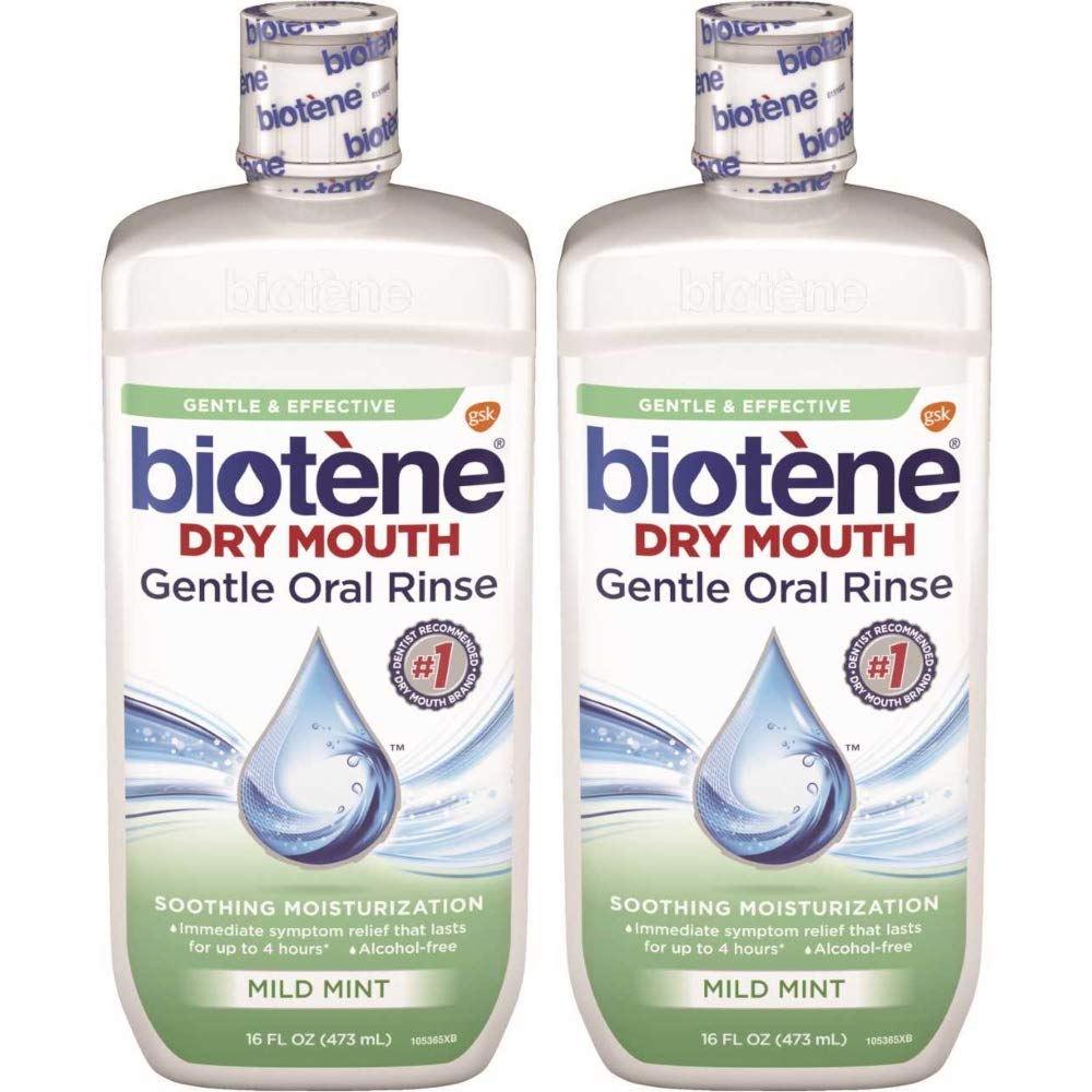 Biotène Moisturizing Oral Rinse Mild Mint 16 fl oz (Pack of 2) | Dry Mouth Relief