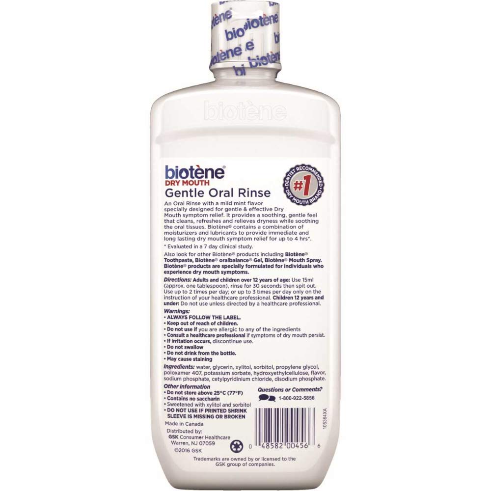 Biotène Moisturizing Oral Rinse Mild Mint 16 fl oz (Pack of 2) | Dry Mouth Relief