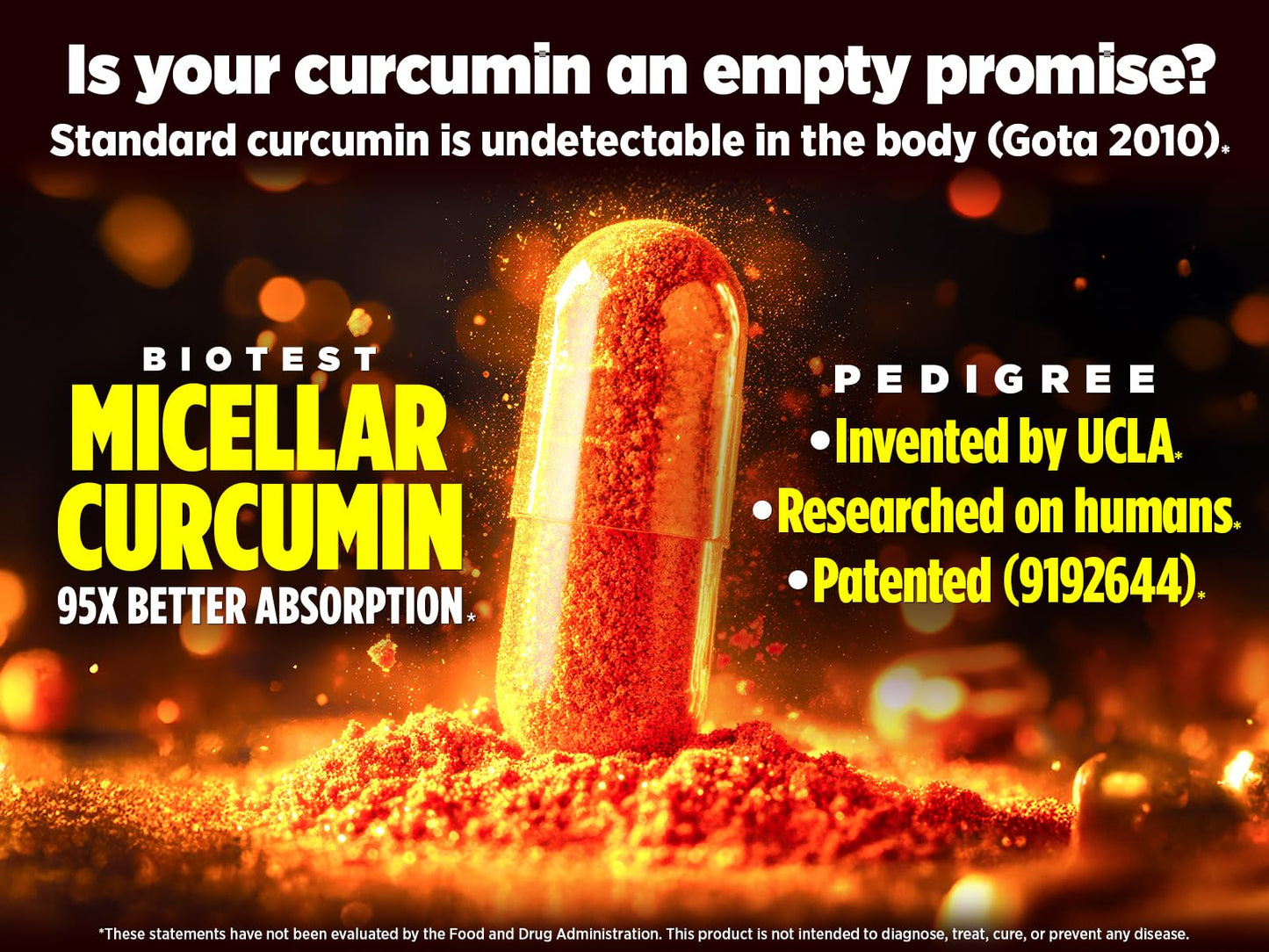 Biotest Micellar Curcumin – 95x Absorption, UCLA-Invented & Patented, 60 Capsules
