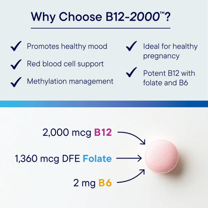 Biotics Research B12-2000™ Sublingual Lozenges – 2000 mcg B12, B6 & Folate, Berry Flavor, 60 Count