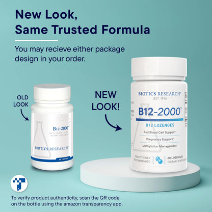Biotics Research B12-2000™ Sublingual Lozenges – 2000 mcg B12, B6 & Folate, Berry Flavor, 60 Count