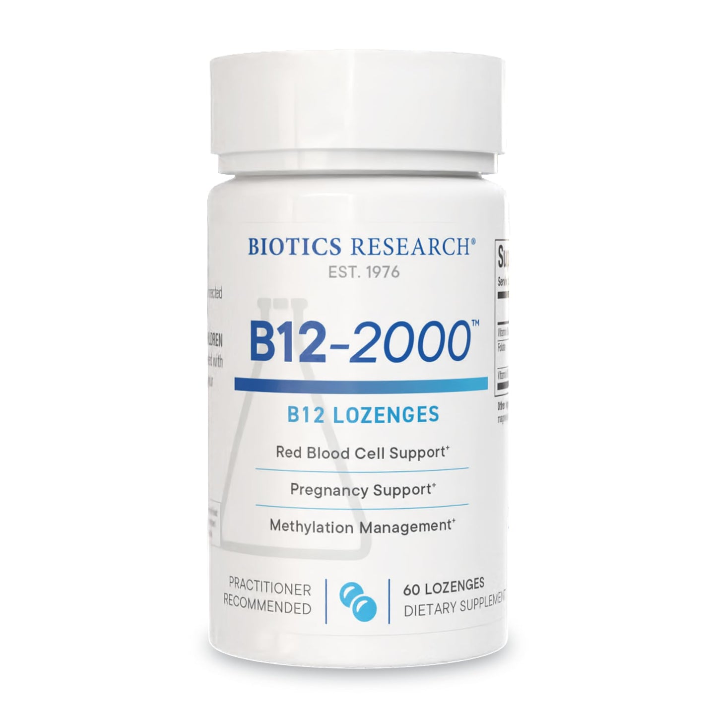 Biotics Research B12-2000™ Sublingual Lozenges – 2000 mcg B12, B6 & Folate, Berry Flavor, 60 Count