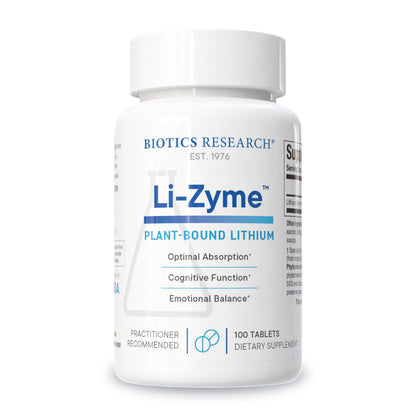 Biotics Li Zyme 50 mcg Lithium – Whole Food, Phytochemically Bound | Brain Function & Mood Support | 100 Tablets
