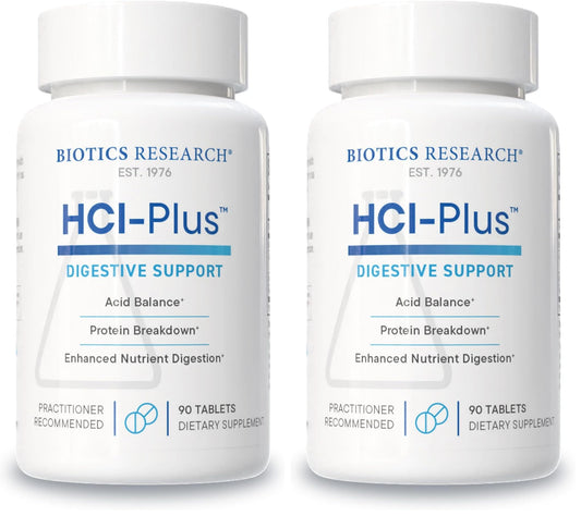Biotics Research HCl Plus – Digestive Support with Betaine HCl, Pepsin & Glutamic Acid | 90 Tabs (Pack of 2) BritishVita | Premium UK Vitamins & Wellness Supplements