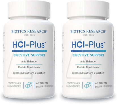 Biotics Research HCl Plus – Digestive Support with Betaine HCl, Pepsin & Glutamic Acid | 90 Tabs (Pack of 2) BritishVita | Premium UK Vitamins & Wellness Supplements