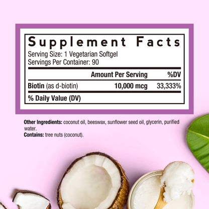 Doctor's Recipes Biotin 10,000 mcg – Hair, Skin & Nails | Vegetarian, Non-GMO