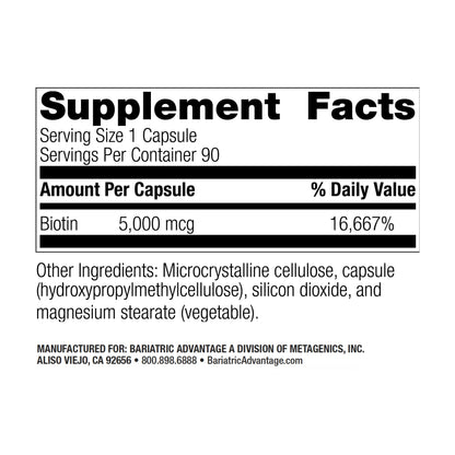 Biotin 5,000 mcg for Bariatric Patients (90 Count) | Bariatric Advantage