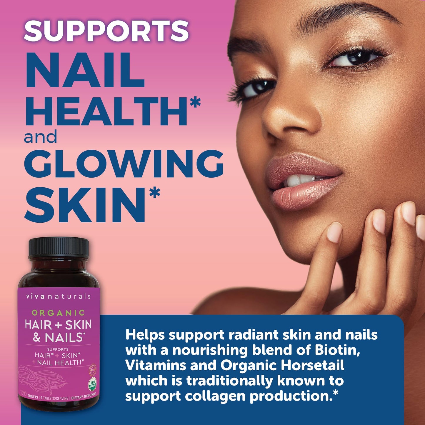 Biotin 5000 mcg Hair, Skin & Nails for Women – Organic & Vegetarian | 120 Count