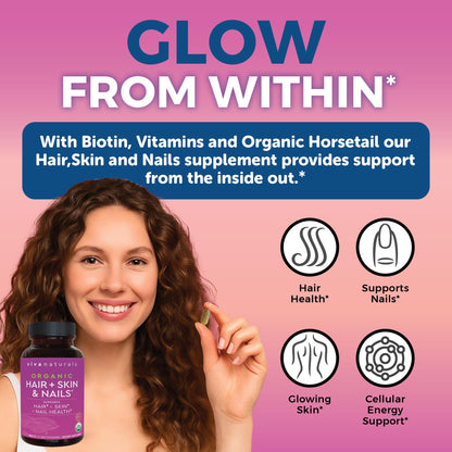 Biotin 5000 mcg Hair, Skin & Nails for Women – Organic & Vegetarian | 120 Count