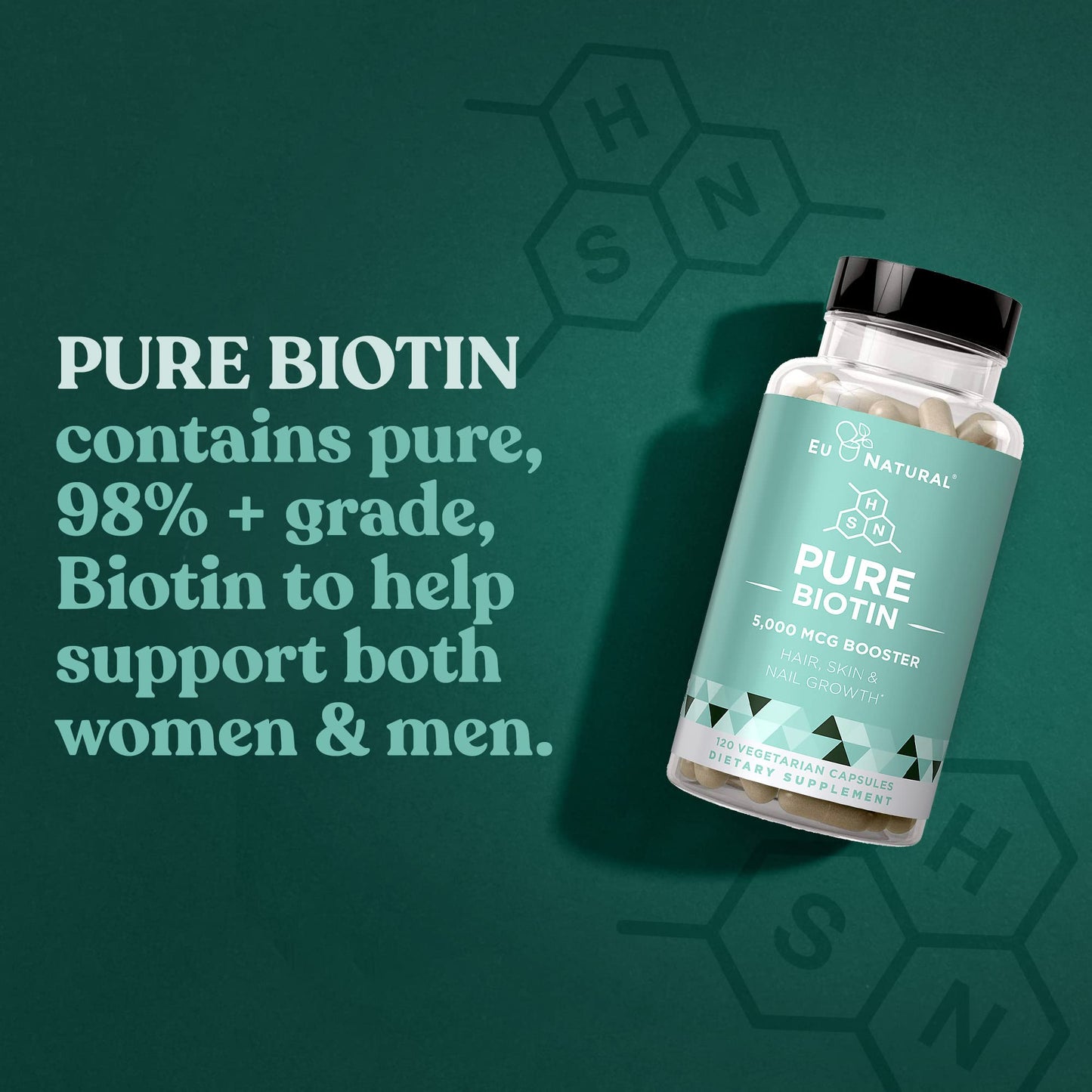 Biotin 5000 mcg Hair Skin Nails Supplement – High-Potency Vegan Soft Capsules (120)