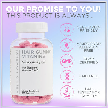 Hair Vitamins Gummies – Biotin 5000 mcg + Vitamins E & C, Zinc | 120 Gummies