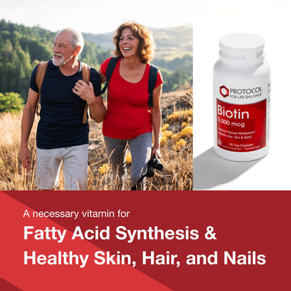 Biotin 5,000mcg Vitamin B7 – Hair, Skin & Nails | 90 Veg Caps