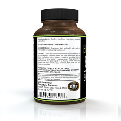 Beautifully Bamboo Ultra Vitamin for Hair, Skin & Nails | Bamboo Silica, Biotin (60 capsules)