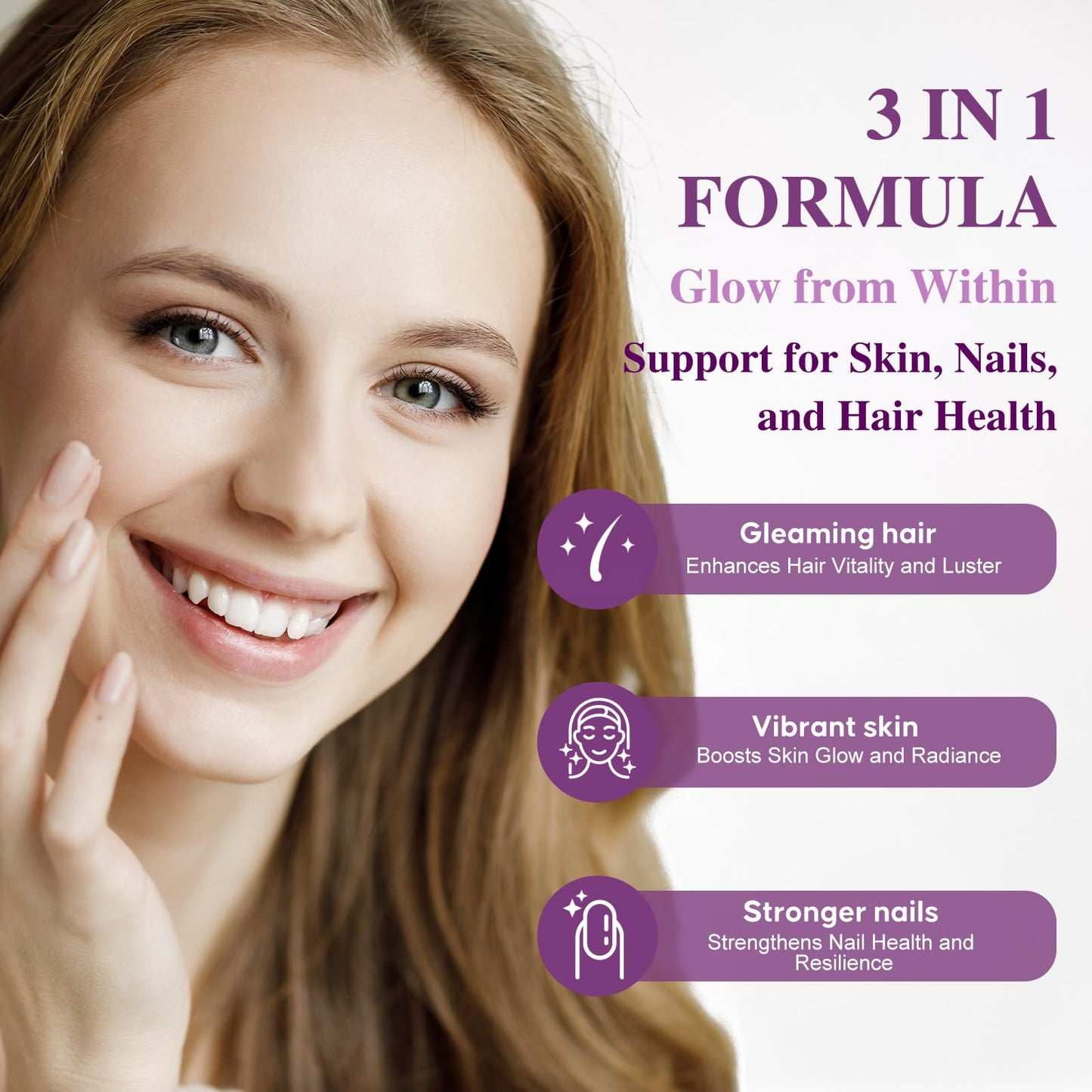 Biotin 10,000MCG Hair Growth Support – Collagen & Keratin – Hair Skin Nails Vitamins – 120 Capsules (2-Month Supply)